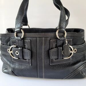 Coach Black Leather Bag with Embossed Label